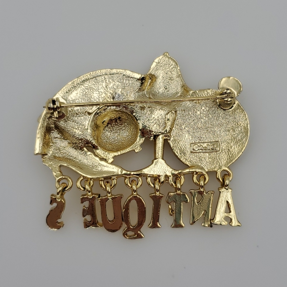 AJC Gold Tone ANTIQUES Brooch - Picture 5 of 6